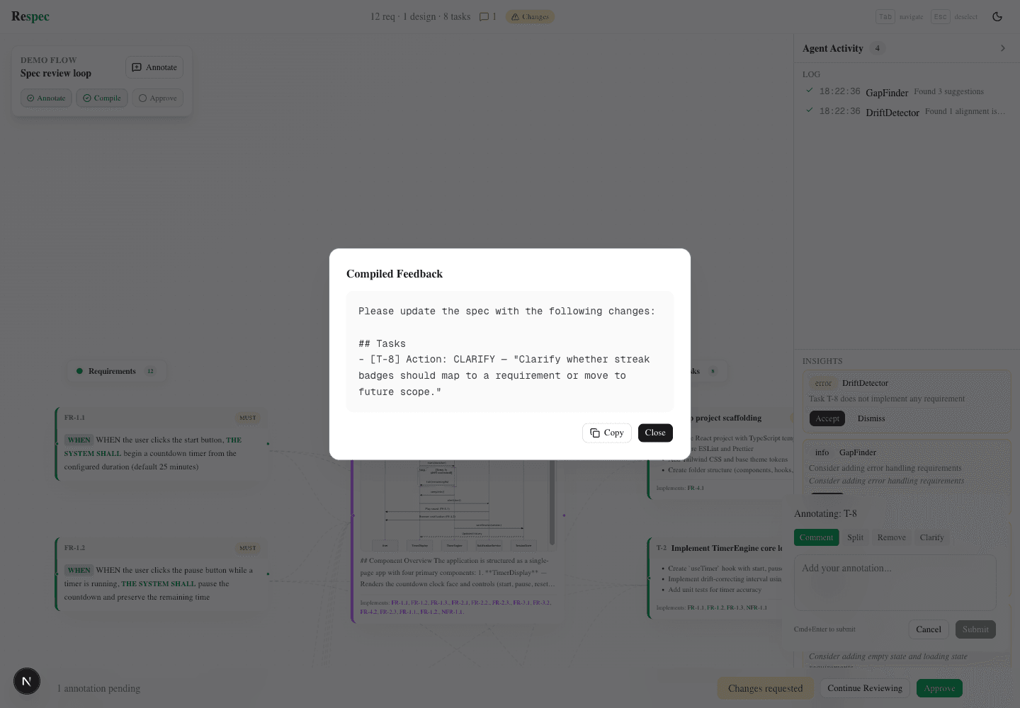 Compiled feedback document ready to download, copy, or paste back into Kiro